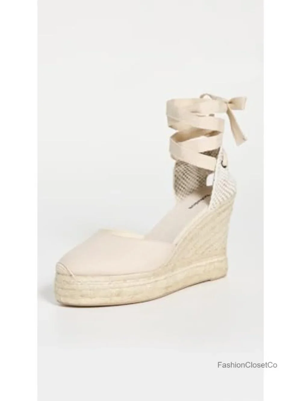Platform Wedge Espadrille Sandals - Wraparound Ankle Strap - Open Toe